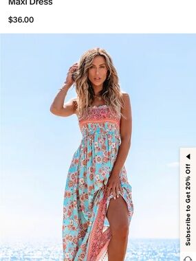 Cupshe Turquoise & Pink Floral Smocked Maxi Dress